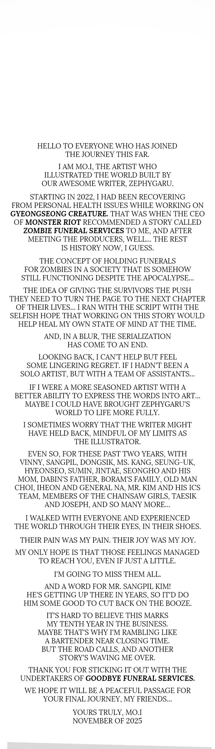 Zombie Funeral Services Chapter 71.5 page 3 - Chapter 71.5: Episode 71.5 (Season 1 Afterword)