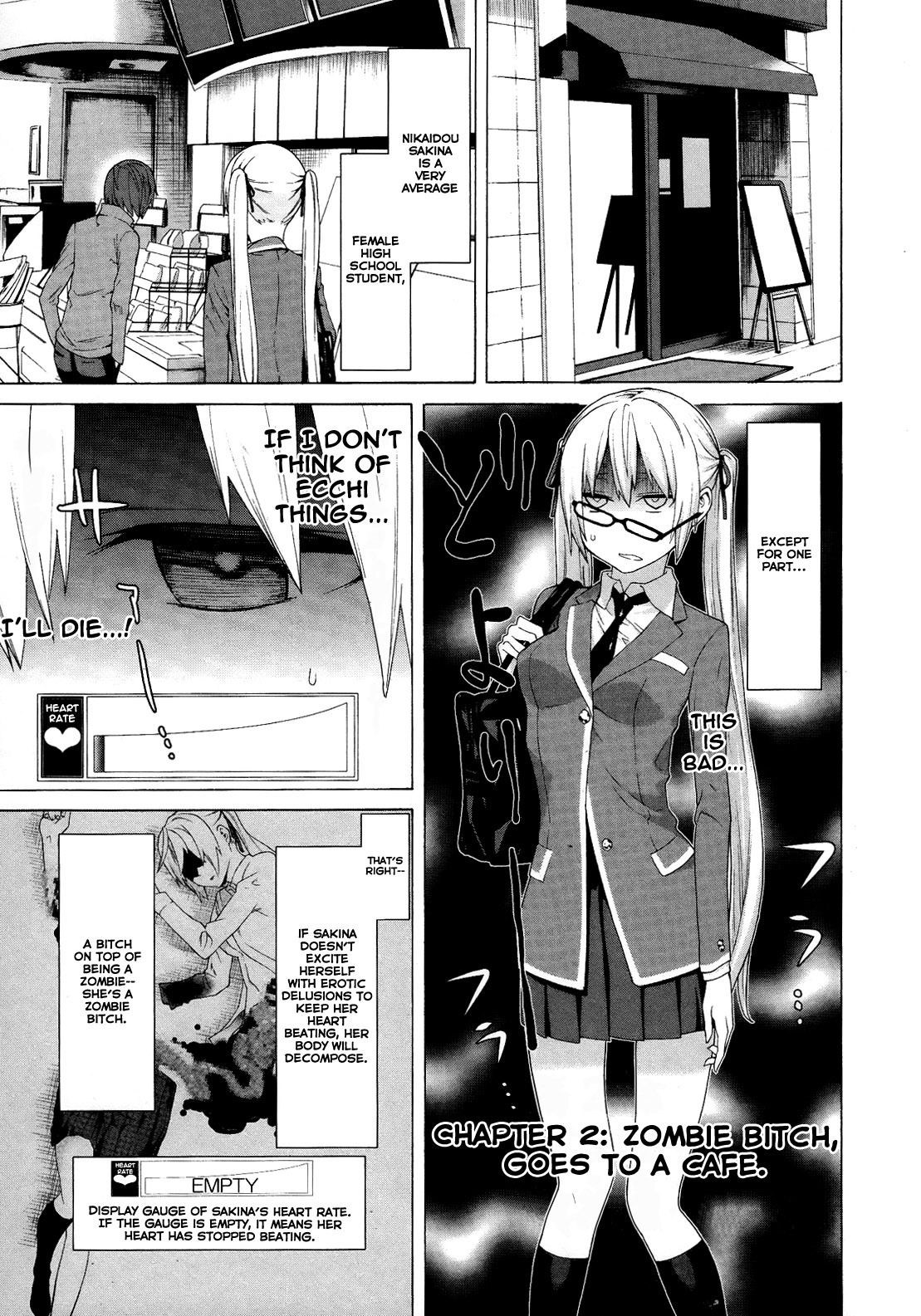 Zonbicchi wa Bicchi ni Fukumaremasu ka? Chapter 2 page 1 - Chapter 2: Zombitch, goes to a cafe