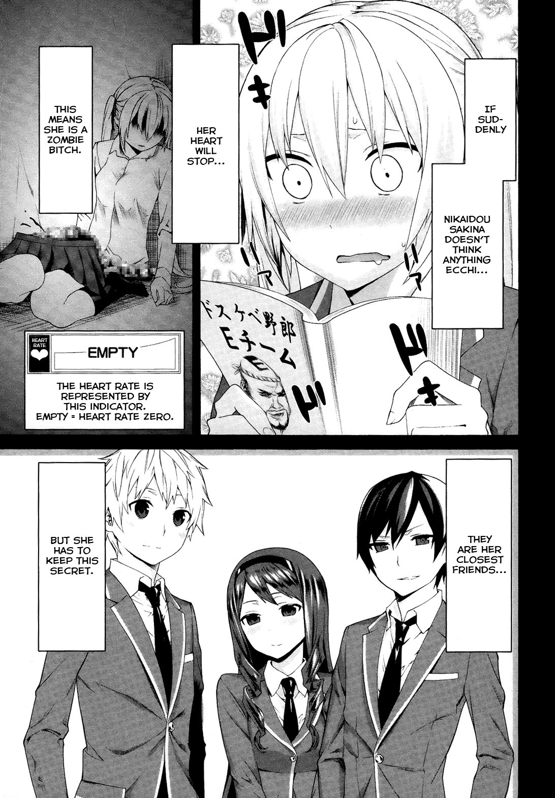 Zonbicchi wa Bicchi ni Fukumaremasu ka? Chapter 4 page 1 - Chapter 4: Zombitch, dies?!
